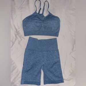 Sports Bra & High Waisted Biker Shorts Set